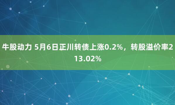 牛股动力 5月6日正川转债上涨0.2%，转股溢价率213.02%