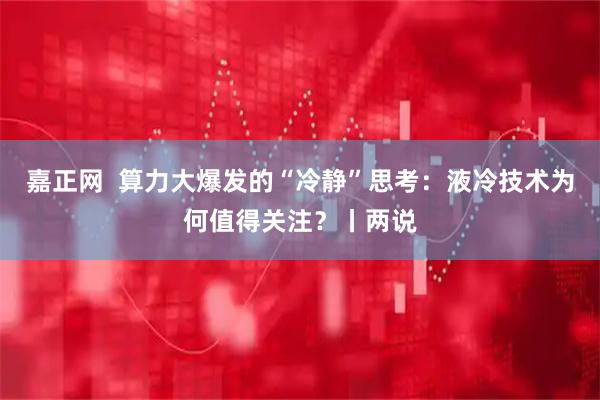 嘉正网  算力大爆发的“冷静”思考：液冷技术为何值得关注？丨两说