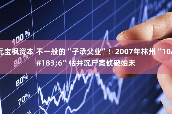 元宝枫资本 不一般的“子承父业”！2007年林州“10·6”枯井沉尸案侦破始末